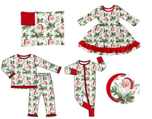 ( Moq 5 Each Style ) Baby Girls Kids Christmas Santa Sibling Romper Dress Set Blanket Clothing
