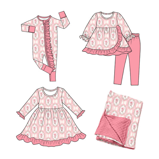 ( Moq 5 Each Style ) Baby Girls Kids Flower Bows Valentine Sibling Romper Dress Set Blanket Clothing