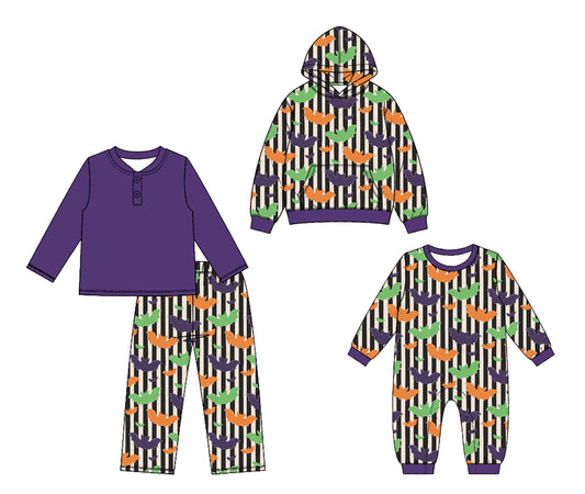 ( Moq 5 Each Style ) Baby Boys Kids Bats Stripes Halloween Sibling Shirt Romper Set Clothes