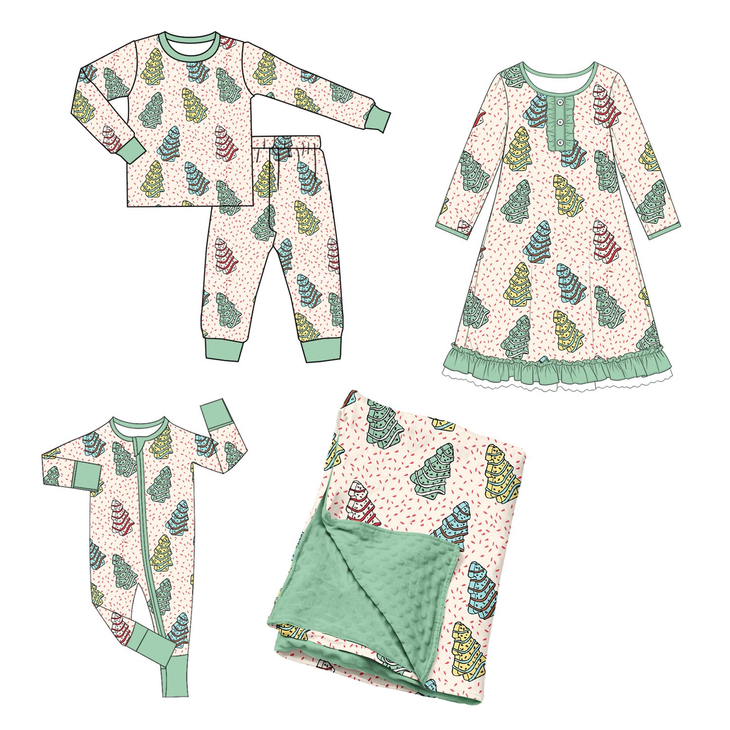 ( Moq 5 Each Style ) Baby Girls Kids Christmas Sibling Romper Nightgown Dress Pajamas Set Blanket Clothing