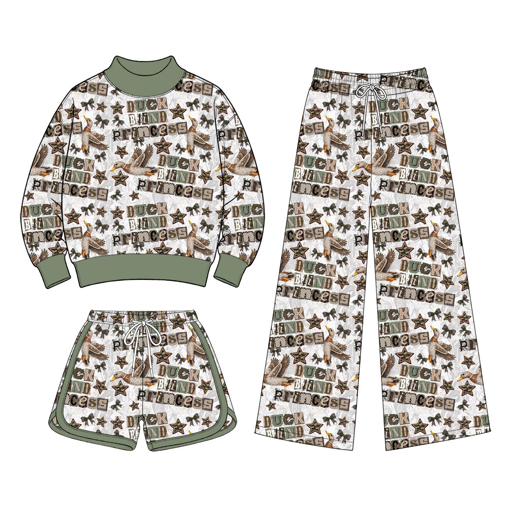 ( Moq 5 Each Style ) Sibling Baby Girls Kids Ducks Bows Hunting Shorts Set Pants Clothes