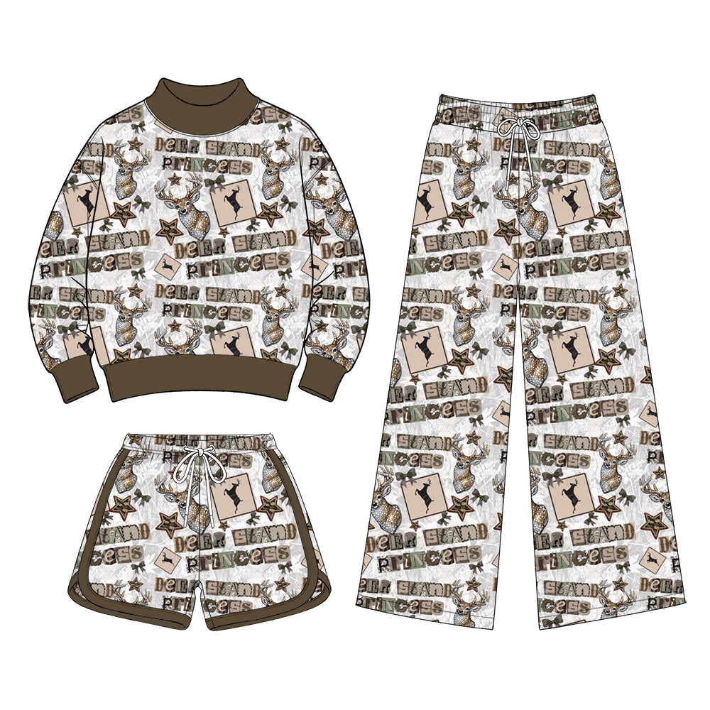 ( Moq 5 Each Style ) Sibling Baby Girls Kids Deer Bows Hunting Shorts Set Pants Clothes