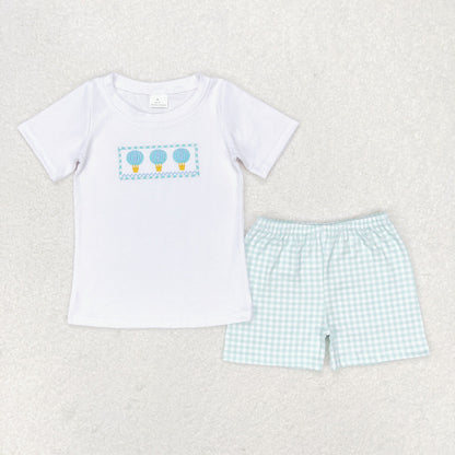 Baby Boy Girl Summer Embroidery Shirt Shorts Balloons Set Sibling Clothes