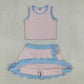 Baby Girls Kids Pink Tops Scallop Skirt Shorts Yoga Active Set Summer Clothes RTS