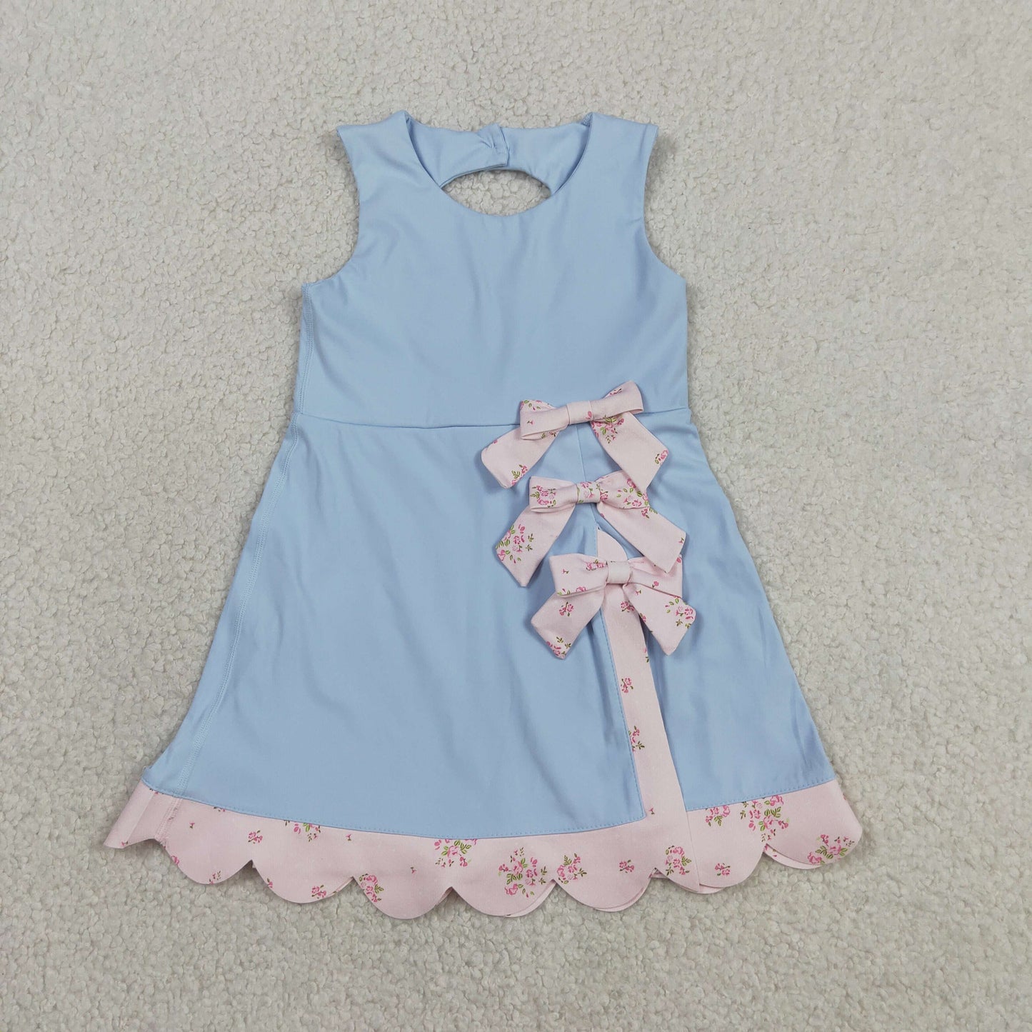 Sibling Baby Girls Kids Sleeveless Bows Yoga Scallop Shorts Dresses Clothes RTS
