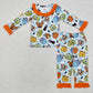 Baby Girl Long Sleeves Cartoon Pumpkin Halloween Shirt Pants Pajamas Set