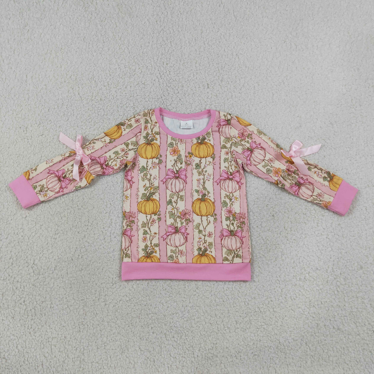 Baby Girls Kids Long Sleeves Pumpkins Bows Flower Shirt Fall Tops Clothes RTS