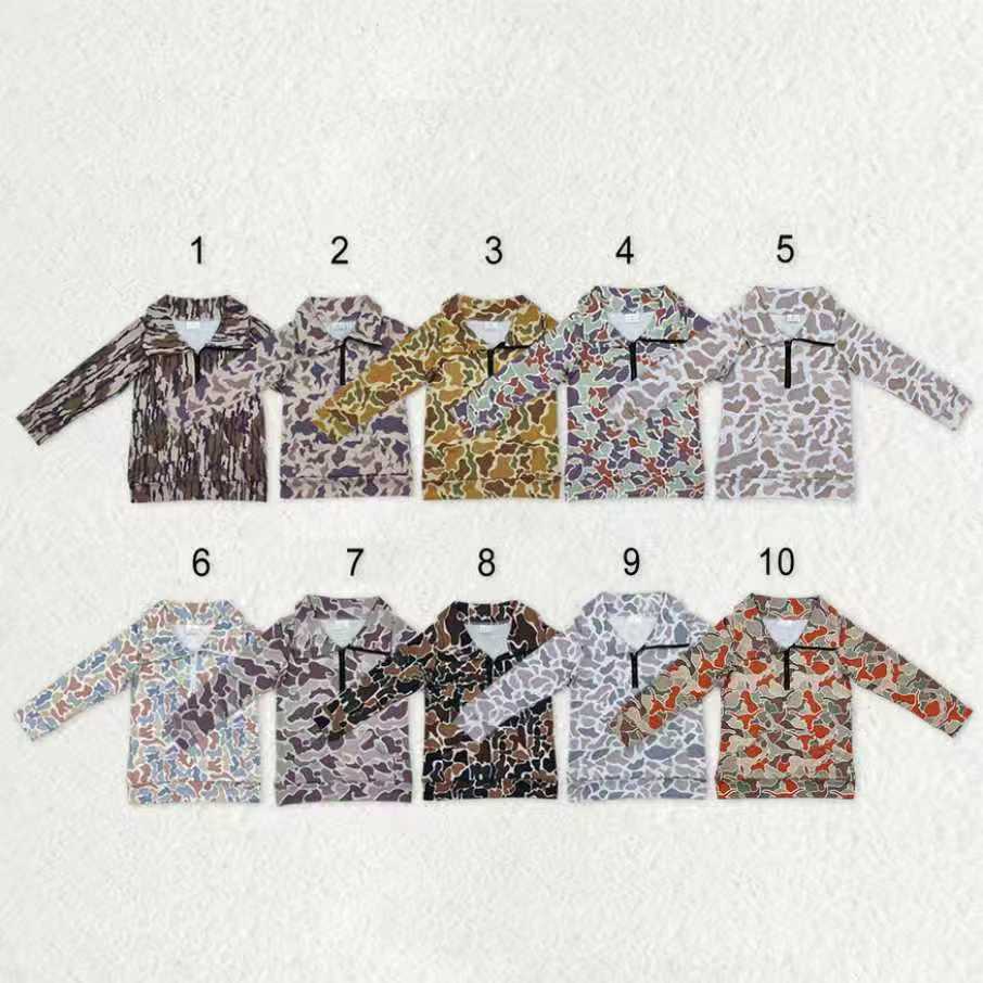 Sibling Baby Boys Kids Long Sleeves Pockets Zipper Pullovers Southern Camo Shirts RTS