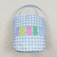 BA0161 Baby Boy Blue Checkered Baskets Easter Rabbit Bag