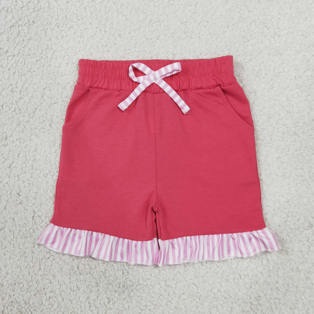Baby Girls Kids Pockets Ruffle Hot Pink Shorts Bottoms Cotton Clothes RTS