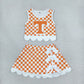 Sibling Baby Girls Kids Sleeveless Checked Tops Bows Scallop Skirts Shorts Yoga Active Sets Team Clothes RTS