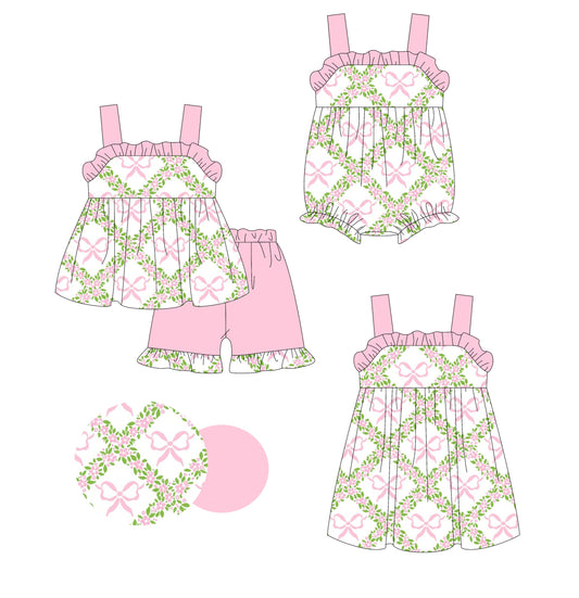 Baby Girl Straps Bows Floral Sibling Romper Dress Set ( Moq 5 Each Style ) 1.23