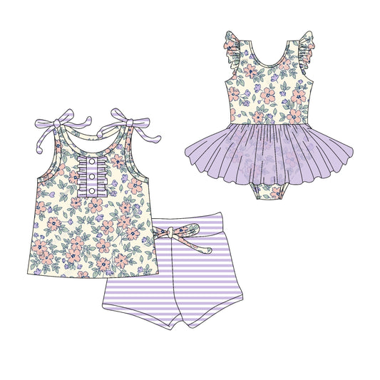 Baby Girl Summer Flower Purple Sibling Romper Set ( Moq 5 Each Style ) 3.1
