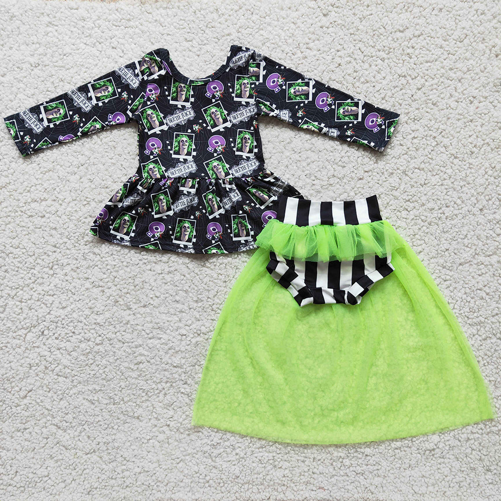 Promotion Baby Girl Halloween Green Tulle Bummie Outfit