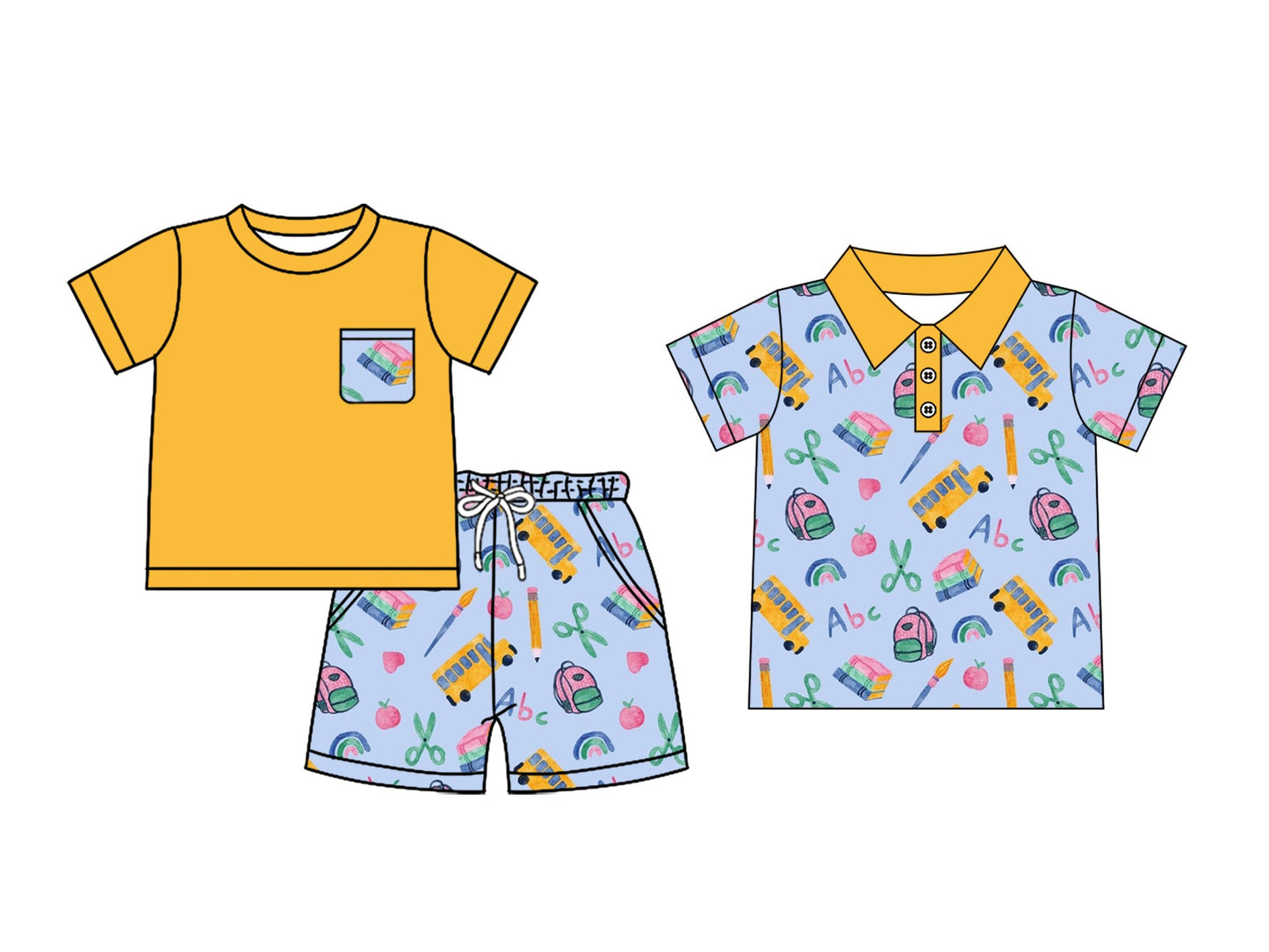 Baby Boy Back To School Bus Sibling Shirt Set ( Moq 5 Each Style ) 3.17