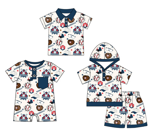 Baby Boy Short Sleeves Baseball Sibling Romper Clothes Set ( Moq 5 Each Design ) 12.4