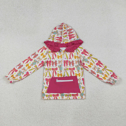 Baby Girl Long Sleeves Colorful Bows Hoodie Zipper Pullover Tops RTS
