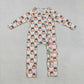 Sibling Baby Girl Long Sleeves Pumpkins Bows Zipper Romper Fall Set Clothes RTS