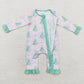 Baby Girl Long Sleeves Christmas Tree Pink Zipper Bamboo Romper