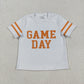 Baby Girl Short Sleeves Game Day Orange Yoga Active Team Cheer Vinyl Shirt RTS