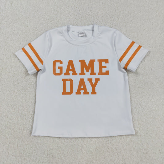 Baby Girl Short Sleeves Game Day Orange Yoga Active Team Cheer Vinyl Shirt RTS