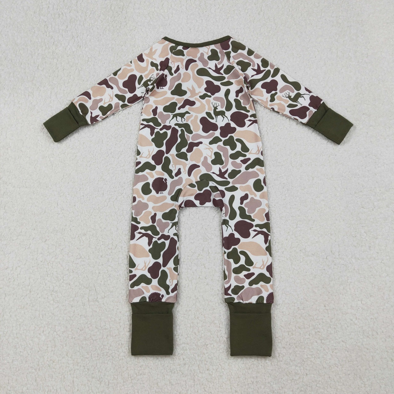 Sibling Baby Boys Ducks Hunting Season Camo Southern Zipper Footie Rompers