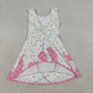 Baby Girls Kids Sleeveless Sprinkles Pink Drips Yoga Knee Length Yoga Dress RTS