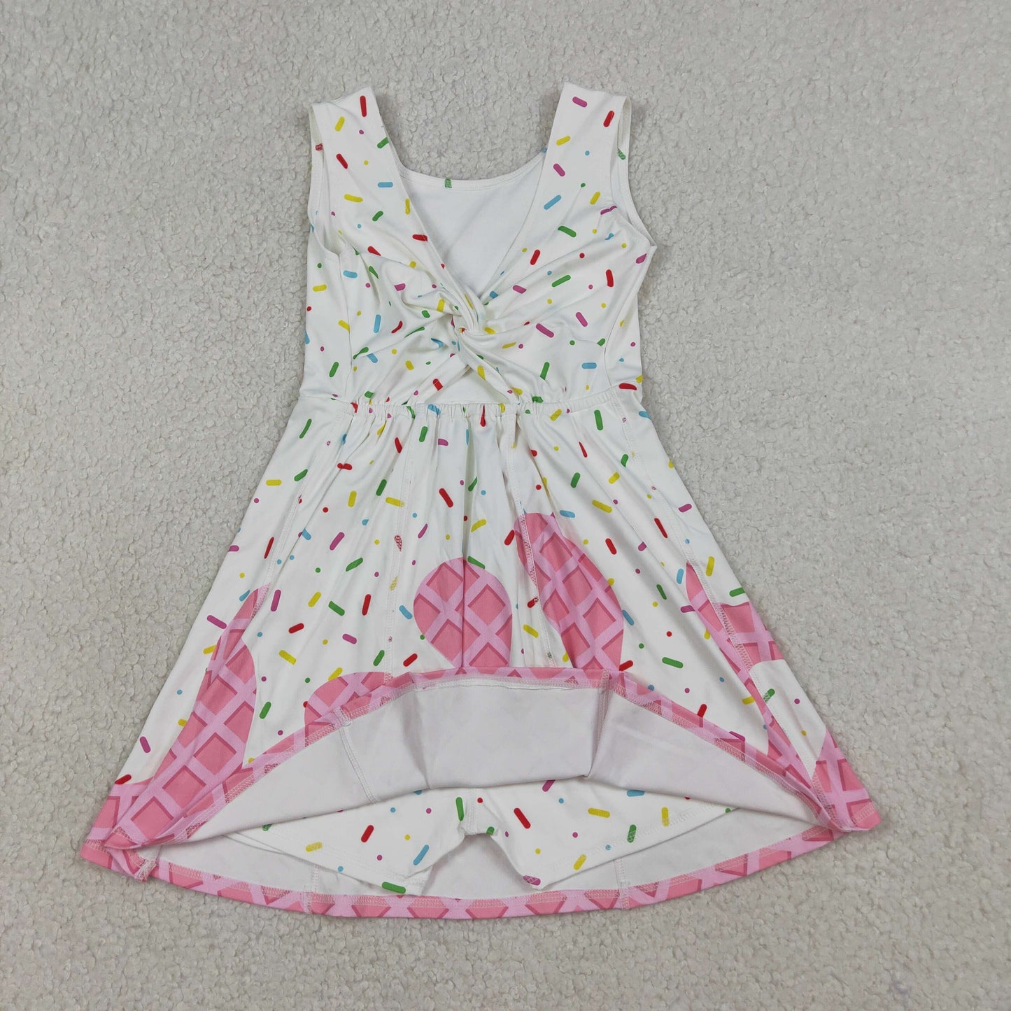 Baby Girls Kids Sleeveless Sprinkles Pink Drips Yoga Knee Length Yoga Dress RTS