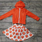 Baby Girl Toddler Zipper Hoodie Orange Tops Skirt Shorts Team Set Moq 5