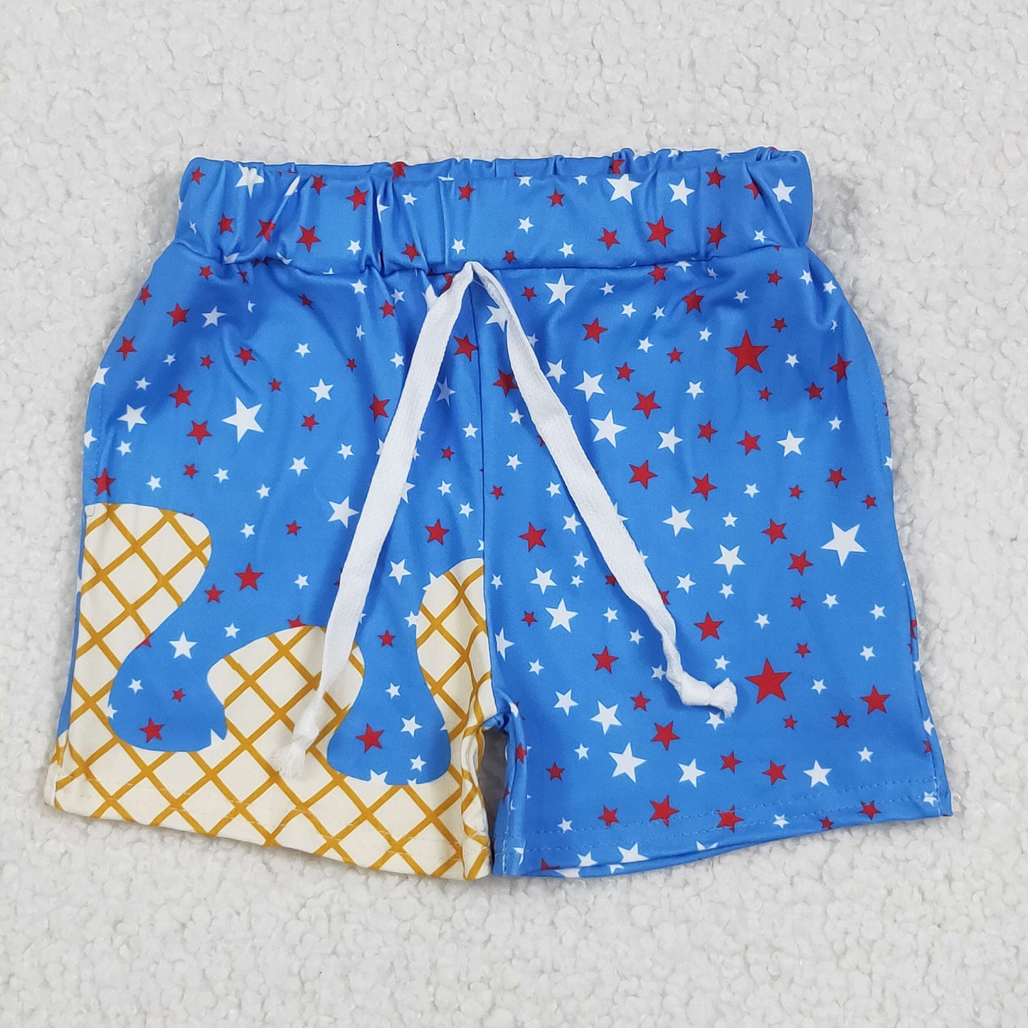 Baby Boy Plaid Stars Blue Team Pockets Shorts Bottoms RTS
