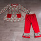 Baby Girl Kids Christmas Santa Stripes Pockets Tunic Red Ruffle Pants Set Clothes RTS