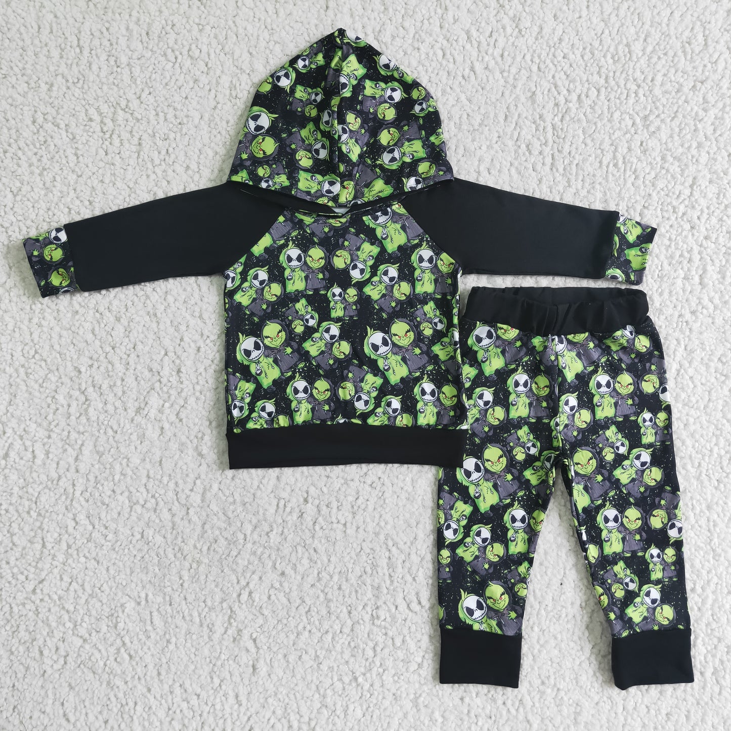 Promotion 6 A15-14 Halloween Baby Boy Green Long Sleeves Pants Hoodie Outfit