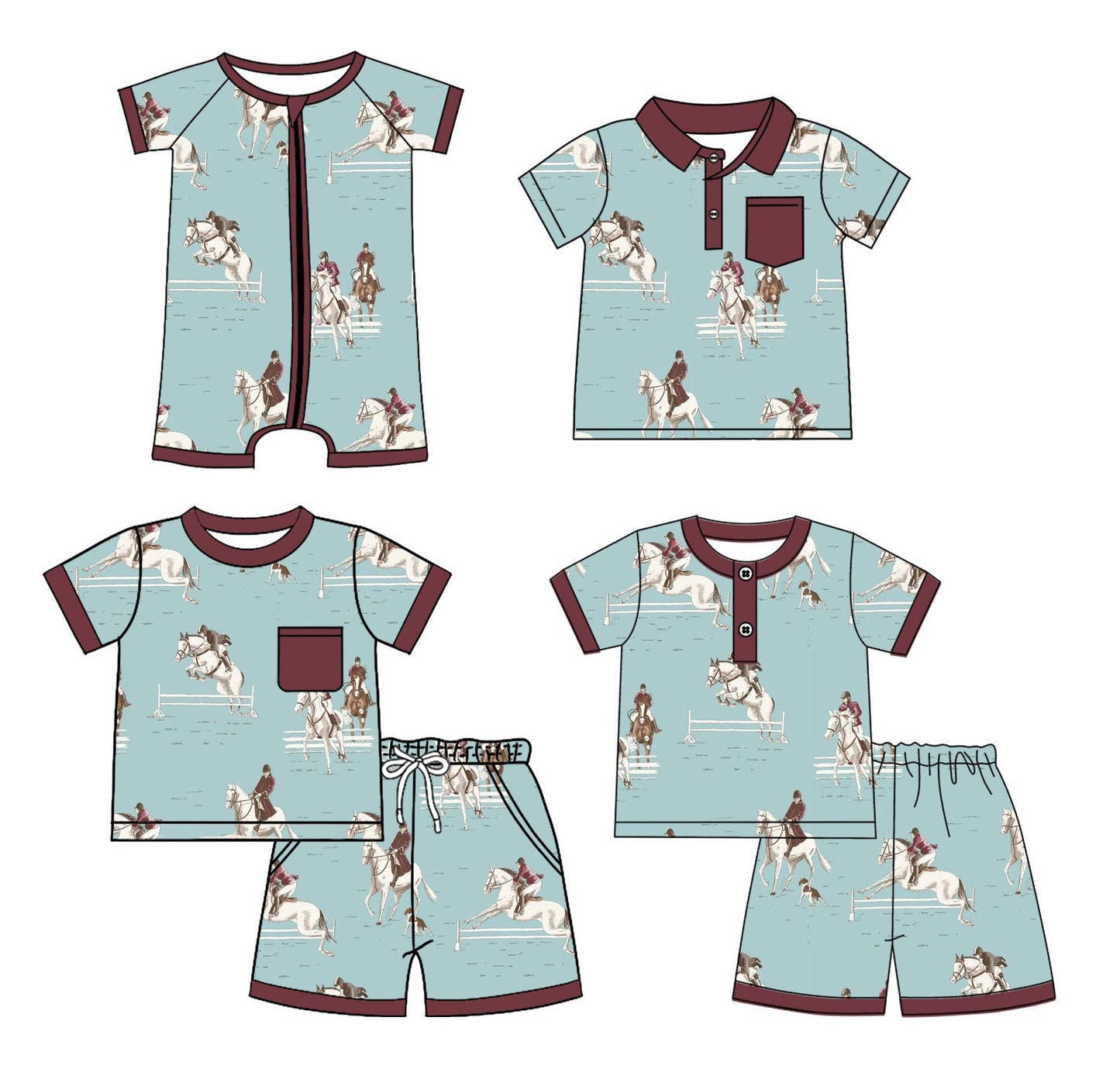 Baby Boy Short Sleeves Western Rodeo Sibling Romper Shirt Set ( Moq 5 Each Style ) 3.3