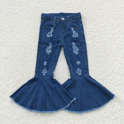 Mommy and Me Adult Baby Girl Navy Blue Denim Bell Pants Jeans Sibling Family Clothes