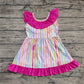 Baby Girl Colorful Stripes Bows Knee Length Dress RTS