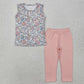 RTS Baby Girl Sleeveless Flower Shirt Leggings Pants Clothes Set