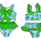 ( Moq 5 Each Style ) Sibling Baby Girls Kids Summer Tops Ruffle Shorts Green Bows Sets Swimsuits