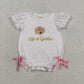 Baby Girls Infant Short Sleeves Dogs Dots Bows Bubble Romper RTS