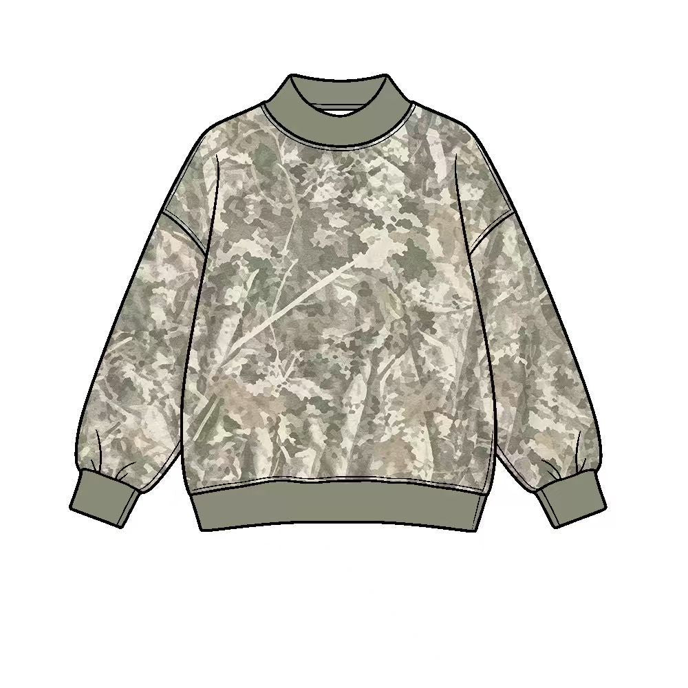 ( Moq 5 ) Preorder Adult Women Green Long Sleeves Shirt Tops Camo Pullover Yoga Active Clothes