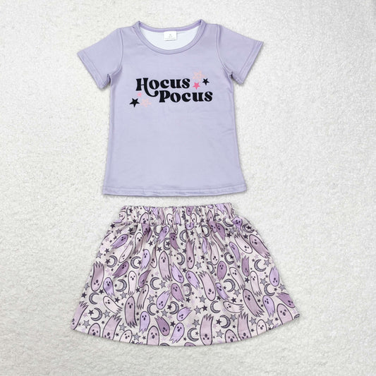 Baby Girl Grey Shirts Tops Ghost Skirt Halloween Set