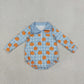 Baby Boys Kids Long Sleeves Pumpkins Blue Plaid Zipper Bubble Romper Fall Clothes RTS