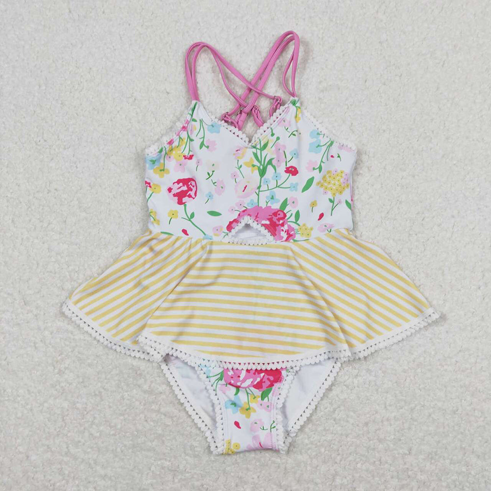 Baby Girl Summer Floral One Piece Sibling Sister Swimsuits