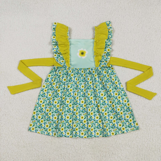 Promotion Baby Girl Short Sleeves Flower Ruffle Dress RTS