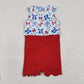 Baby Girls Bows 4th of July Yoga Active Shorts Knee Length Scallop Dress RTS