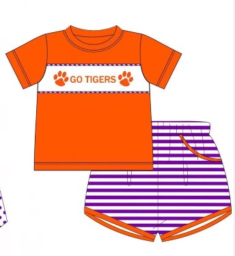 Baby Boy Team Shirt Purple Stripes Shorts Set