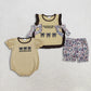 Sibling Girls Kids Short Sleeves Embroidery Jesus Love Me Bows Camo Romper Set RTS