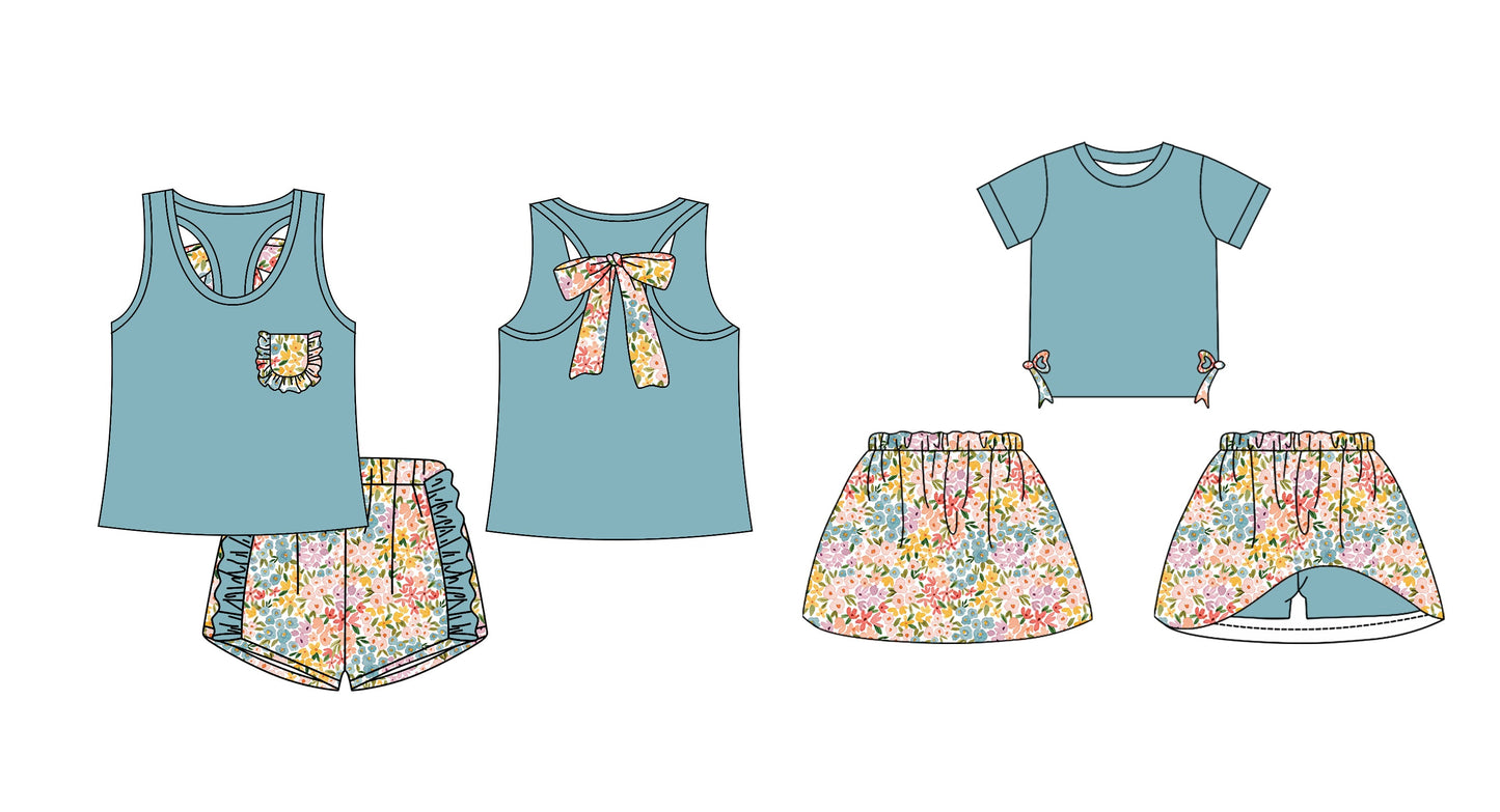Baby Girl Summer Sibling Floral Green Set ( Moq 5 Each Design ) 12.14