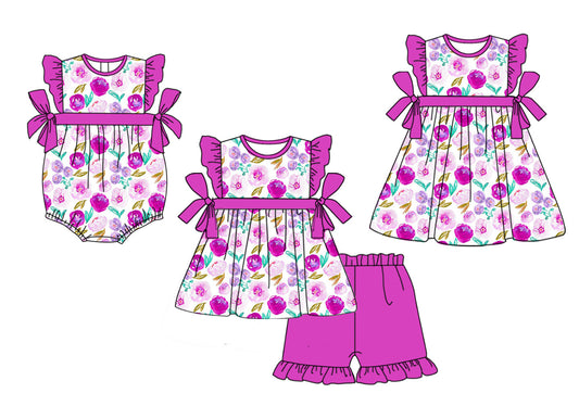 Baby Girl Short Sleeves Flower Sibling Romper Dress Set ( Moq 5 Each Style ) 1.16