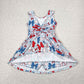 Baby Girl Sleeveless 4th Of July Baseball Bows Sibling Yoga Active Skort Dress Set RTS