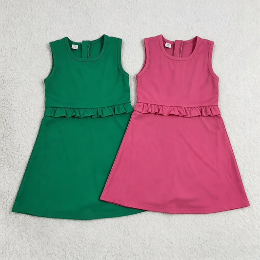 Sibling Baby Girls Kids Sleeveless Ruffle Yoga Shorts Knee Length Dresses RTS